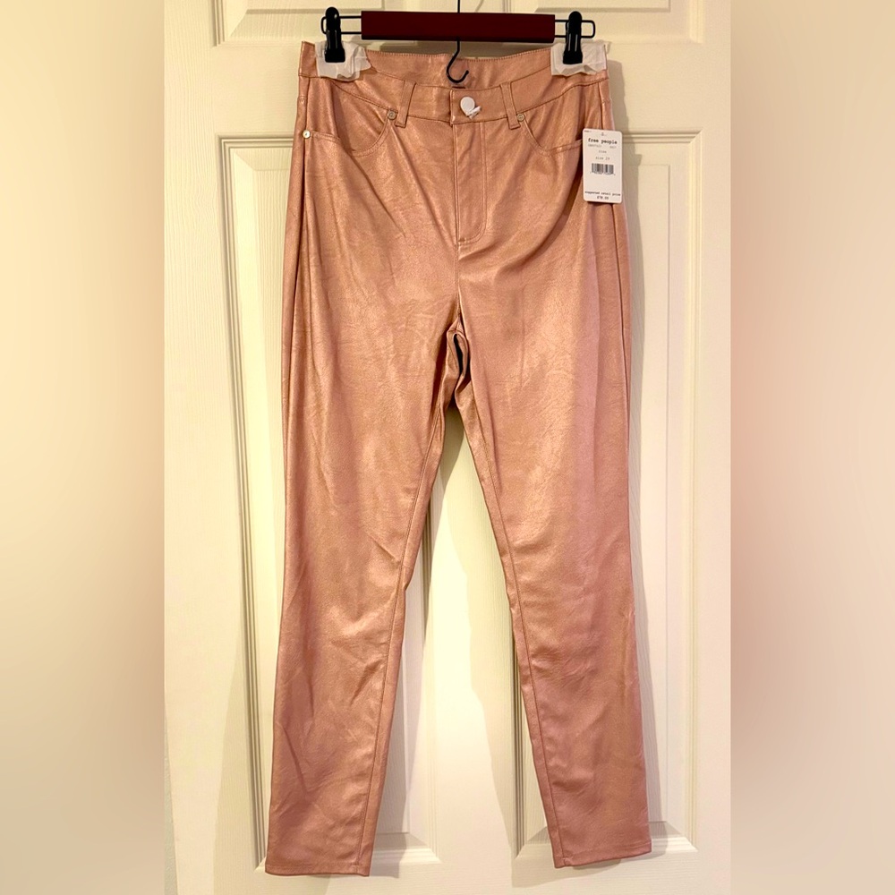 NEW. Free People Pink Shimmer Jean Style Pants
